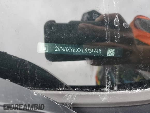 2020 Chevrolet Equinox Premier with VIN 2GNAXYEX8L6131748, listed as a Copart auction lot 80005675 with 74,716 mi miles and Salvage title. Bid and sale history available at DreamBid. Image 13.