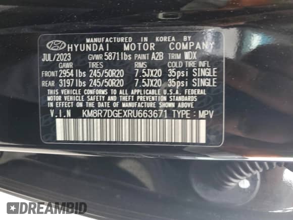 2024 Hyundai Palisade Calligraphy с VIN KM8R7DGEXRU663671, выставлен на аукционе Copart как лот 70929985 с пробегом 49 731 миль миль и Списание • Salvage title. История ставок и продаж доступна на DreamBid. Изображение 14.