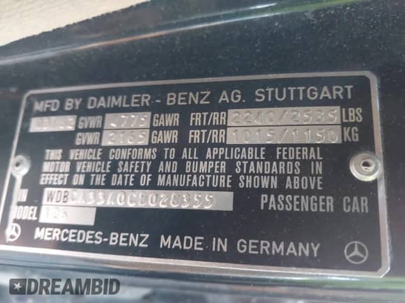 1982 Mercedes-Benz 380 с VIN WDBCA33A0CB028355, выставлен на аукционе IAAI как лот 42916116 с пробегом 129 616 миль миль и . История ставок и продаж доступна на DreamBid. Изображение 9.