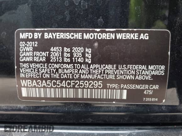 2012 BMW 3 Series 328i с VIN WBA3A5C54CF259295, выставлен на аукционе IAAI как лот 43105865 с пробегом 160 013 миль миль и . История ставок и продаж доступна на DreamBid. Изображение 9.