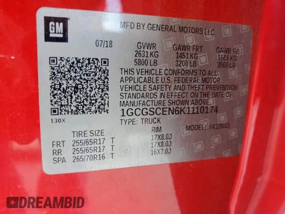 2019 Chevrolet Colorado 2WD LT с VIN 1GCGSCEN6K1110174, выставлен на аукционе Copart как лот 85183105 с пробегом 49 303 миль миль и Списание • Salvage title. История ставок и продаж доступна на DreamBid. Изображение 12.