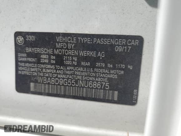 2018 BMW 3 Series 330i xDrive z VIN WBA8D9G55JNU68675, wystawiony jako Copart lot #80465075 z przebiegiem 43 127 mil mil oraz Szkoda całkowita • Salvage title. Historia ofert i sprzedaży dostępna na DreamBid. Obrazek 12.