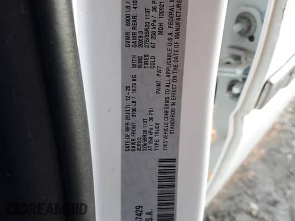 2021 Ram 1500 Limited с VIN 1C6RREHT0MN567429, выставлен на аукционе Copart как лот 87416954 с пробегом 35 629 миль миль и Списание • Salvage title. История ставок и продаж доступна на DreamBid. Изображение 12.