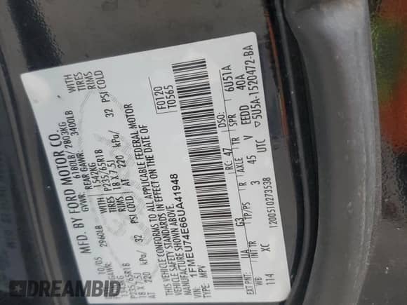 2006 Ford Explorer Eddie Bauer with VIN 1FMEU74E66UA41948, listed as a Copart auction lot 80165275 with 279,332 mi miles and Salvage title. Bid and sale history available at DreamBid. Image 13.