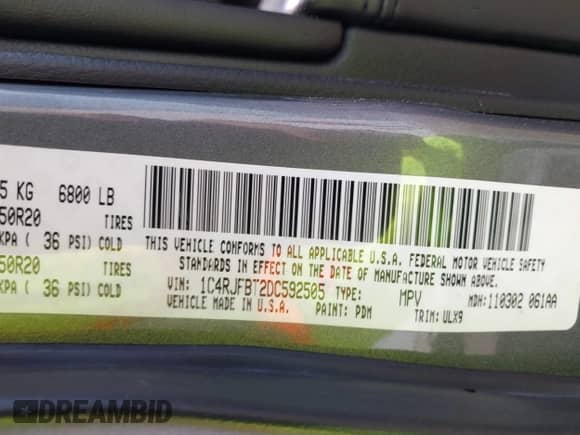 2013 Jeep Grand Cherokee Limited с VIN 1C4RJFBT2DC592505, выставлен на аукционе IAAI как лот 42636703 с пробегом 144 261 миль миль и . История ставок и продаж доступна на DreamBid. Изображение 9.