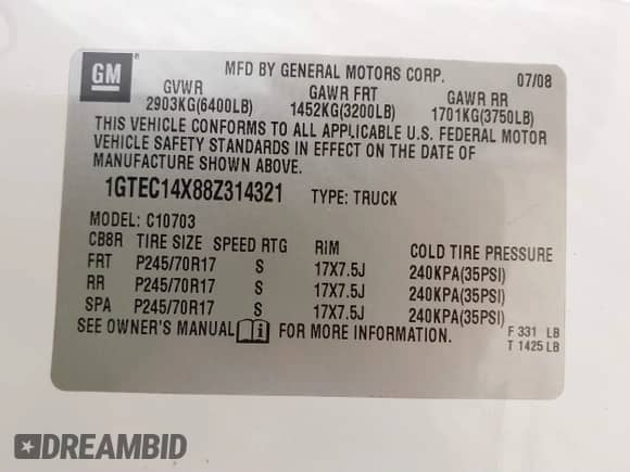2008 GMC Sierra 1500 Work Truck z VIN 1GTEC14X88Z314321, wystawiony jako IAAI lot #41723943 z przebiegiem 133 777 mil mil oraz . Historia ofert i sprzedaży dostępna na DreamBid. Obrazek 9.