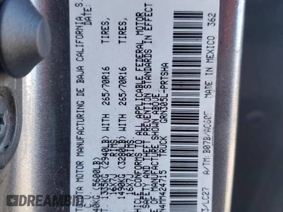 2021 Toyota Tacoma TRD Off Road with VIN 3TMCZ5AN4MM424715, listed as a Copart auction lot 86407685 with 55,946 mi miles and Salvage title. Bid and sale history available at DreamBid. Image 13.