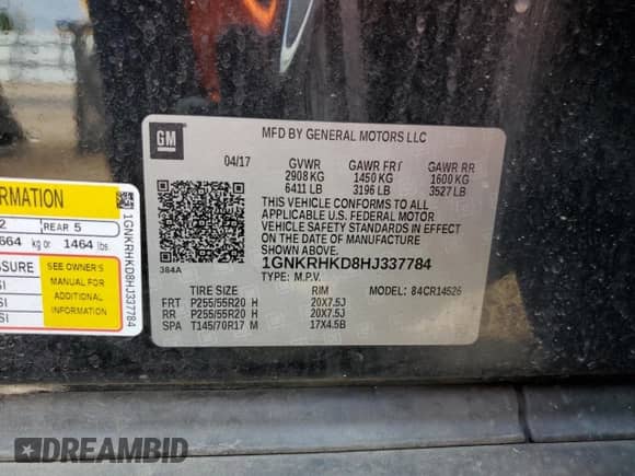 2017 Chevrolet Traverse LT с VIN 1GNKRHKD8HJ337784, выставлен на аукционе Copart как лот 67645015 с пробегом 85 162 миль миль и Списание • Salvage title. История ставок и продаж доступна на DreamBid. Изображение 13.