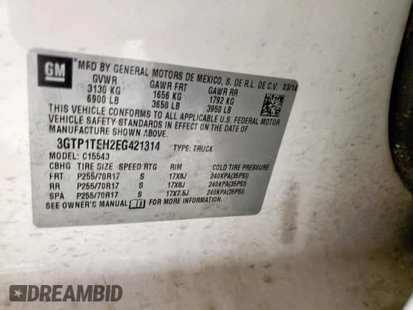 2014 GMC Sierra 1500 с VIN 3GTP1TEH2EG421314, выставлен на аукционе Copart как лот 65731835 с пробегом 124 861 миль миль и Чистый • Clean title. История ставок и продаж доступна на DreamBid. Изображение 12.