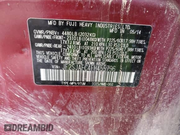 2015 Subaru Forester Premium с VIN JF2SJAFC4FH455796, выставлен на аукционе Copart как лот 81222815 с пробегом 179 771 миль миль и Списание • Salvage title. История ставок и продаж доступна на DreamBid. Изображение 13.