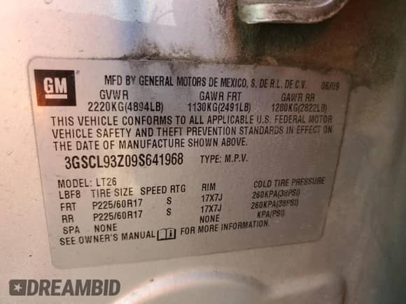 2009 Saturn VUE I4 с VIN 3GSCL93Z09S641968, выставлен на аукционе Copart как лот 55879475 с пробегом Не указан миль и Списание • Salvage title. История ставок и продаж доступна на DreamBid. Изображение 13.