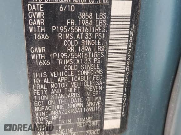 2010 Nissan Cube S Krom Edition with VIN JN8AZ2KR3AT169015, listed as a Copart auction lot 69296705 with 200,973 mi miles and Salvage title. Bid and sale history available at DreamBid. Image 12.