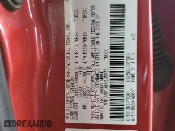 2017 Toyota Tundra SR with VIN 5TFUW5F16HX635935, listed as a Copart auction lot 82652525 with 277,111 mi miles and Salvage title. Bid and sale history available at DreamBid. Image 12.