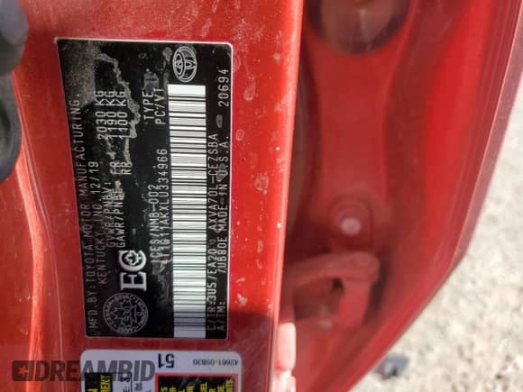 2020 Toyota Camry SE z VIN 4T1G11AKXLU334966, wystawiony jako Copart lot #52855825 z przebiegiem 117 581 mil mil oraz Czysty tytuł • Clean title. Historia ofert i sprzedaży dostępna na DreamBid. Obrazek 12.