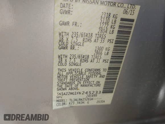 2015 Nissan Murano SL с VIN 5N1AZ2MG1FN245233, выставлен на аукционе IAAI как лот 42370905 с пробегом 199 459 миль миль и . История ставок и продаж доступна на DreamBid. Изображение 9.