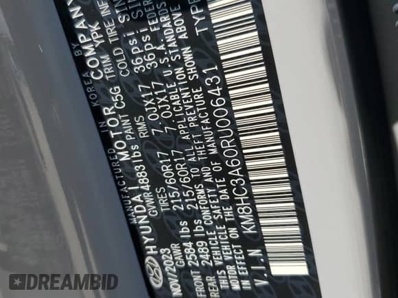 2024 Hyundai Kona SEL с VIN KM8HC3A60RU006431, выставлен на аукционе Copart как лот 67855244 с пробегом 2 384 миль миль и Списание • Salvage title. История ставок и продаж доступна на DreamBid. Изображение 12.