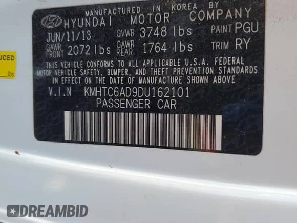 2013 Hyundai Veloster w/Gray Int z VIN KMHTC6AD9DU162101, wystawiony jako Copart lot #71926675 z przebiegiem 44 981 mil mil oraz Szkoda całkowita • Salvage title. Historia ofert i sprzedaży dostępna na DreamBid. Obrazek 12.