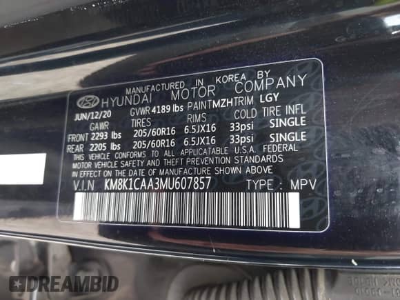 2021 Hyundai Kona SE с VIN KM8K1CAA3MU607857, выставлен на аукционе IAAI как лот 42550728 с пробегом 63 706 миль миль и . История ставок и продаж доступна на DreamBid. Изображение 9.