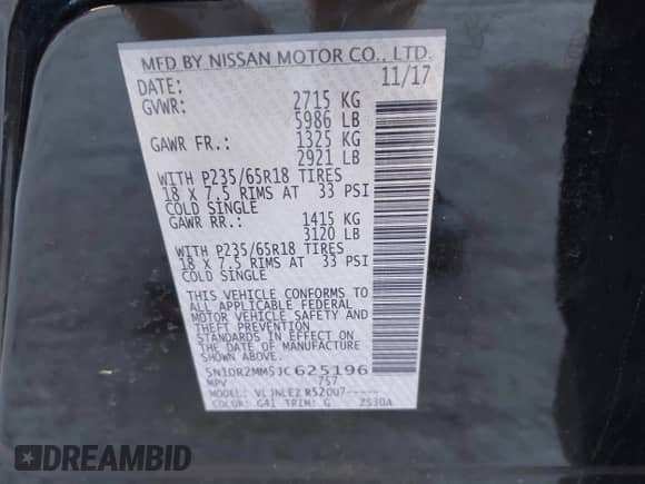 2018 Nissan Pathfinder SV с VIN 5N1DR2MM5JC625196, выставлен на аукционе IAAI как лот 43514271 с пробегом 127 092 миль миль и . История ставок и продаж доступна на DreamBid. Изображение 9.