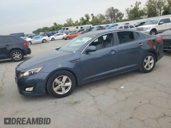 2015 Kia Optima LX with VIN KNAGM4A71F5562360, listed as a Copart auction lot 81652095 with 105,069 mi miles and Salvage title. Bid and sale history available at DreamBid. Image 1.