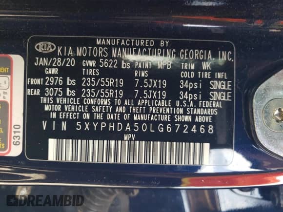 2020 Kia Sorento EX с VIN 5XYPHDA50LG672468, выставлен на аукционе Copart как лот 65155085 с пробегом Не указан миль и Списание • Salvage title. История ставок и продаж доступна на DreamBid. Изображение 13.