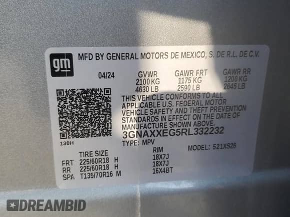 2024 Chevrolet Equinox Premier z VIN 3GNAXXEG5RL332232, wystawiony jako Copart lot #65762695 z przebiegiem 23 420 mil mil oraz Szkoda całkowita • Salvage title. Historia ofert i sprzedaży dostępna na DreamBid. Obrazek 14.