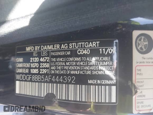 2010 Mercedes-Benz C 300 Sport с VIN WDDGF8BB5AF444392, выставлен на аукционе IAAI как лот 42798986 с пробегом 163 705 миль миль и . История ставок и продаж доступна на DreamBid. Изображение 9.