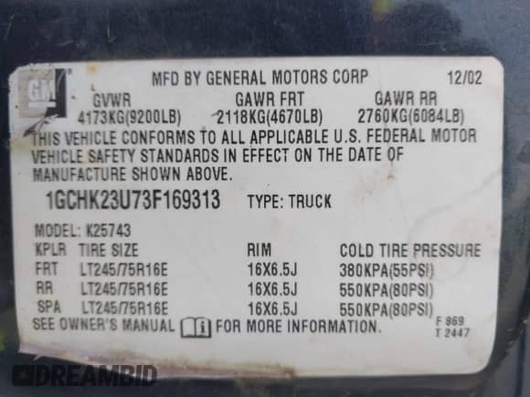 2003 Chevrolet Silverado 2500HD LS z VIN 1GCHK23U73F169313, wystawiony jako IAAI lot #42730794 z przebiegiem 182 152 mil mil oraz . Historia ofert i sprzedaży dostępna na DreamBid. Obrazek 9.