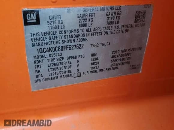 2015 Chevrolet Silverado 3500HD LTZ с VIN 1GC4K0C80FF527622, выставлен на аукционе Copart как лот 69576575 с пробегом 329 781 миль миль и Списание • Salvage title. История ставок и продаж доступна на DreamBid. Изображение 12.