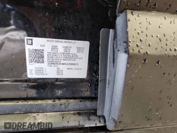 2018 Chevrolet Traverse LT Cloth z VIN 1GNERGKWXJJ190673, wystawiony jako Copart lot #86220295 z przebiegiem 217 949 mil mil oraz Nie do naprawy • Non repairable. Historia ofert i sprzedaży dostępna na DreamBid. Obrazek 13.