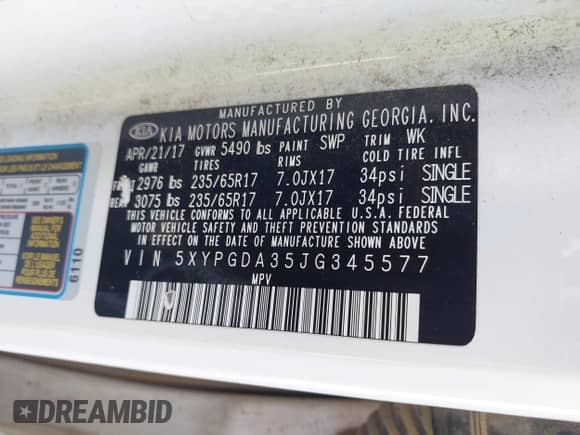 2018 Kia Sorento LX с VIN 5XYPGDA35JG345577, выставлен на аукционе IAAI как лот 42546355 с пробегом 122 748 миль миль и . История ставок и продаж доступна на DreamBid. Изображение 9.