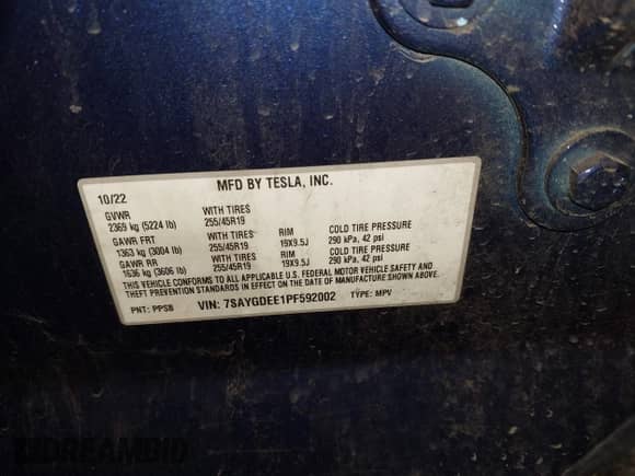 2023 Tesla Model Y Long Range с VIN 7SAYGDEE1PF592002, выставлен на аукционе IAAI как лот 43035517 с пробегом Не указан миль и . История ставок и продаж доступна на DreamBid. Изображение 9.