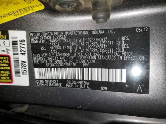 2012 Toyota Sienna LE AAS with VIN 5TDKK3DC8CS256316, listed as a Copart auction lot 66836725 with 238,189 mi miles and Salvage title. Bid and sale history available at DreamBid. Image 14.