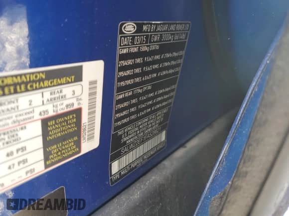 2015 Land Rover Range Rover Sport SVR with VIN SALWZ2EF1FA528621, listed as a Copart auction lot 84376115 with 79,392 mi miles and Salvage title. Bid and sale history available at DreamBid. Image 13.