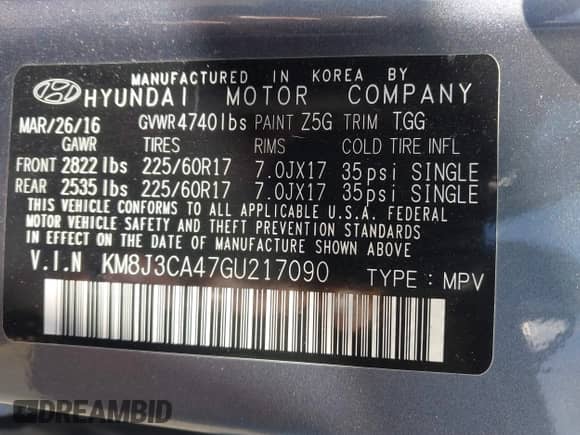 2016 Hyundai Tucson SE с VIN KM8J3CA47GU217090, выставлен на аукционе IAAI как лот 41823287 с пробегом 42 902 миль миль и . История ставок и продаж доступна на DreamBid. Изображение 9.