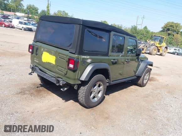 2021 Jeep Wrangler Unlimited Sport Altitude with VIN 1C4HJXDN7MW720493, listed as a IAAI auction lot 43269296 with 56,144 mi miles and . Bid and sale history available at DreamBid. Image 4.