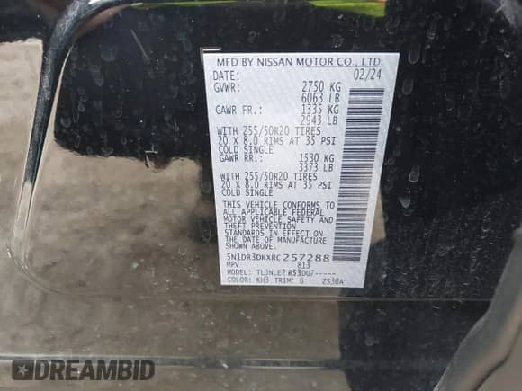 2024 Nissan Pathfinder Platinum с VIN 5N1DR3DKXRC257288, выставлен на аукционе IAAI как лот 42247694 с пробегом 12 372 миль миль и . История ставок и продаж доступна на DreamBid. Изображение 9.