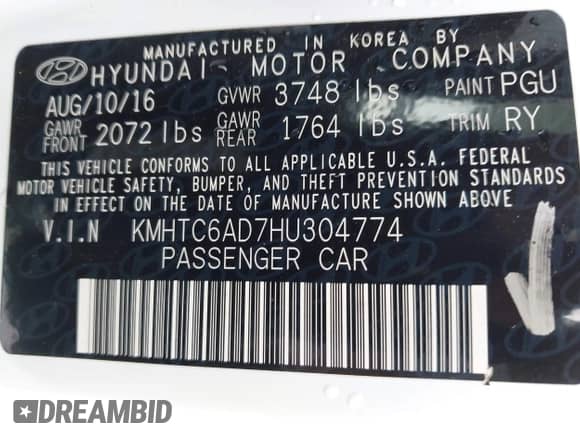 2017 Hyundai Veloster Value Edition z VIN KMHTC6AD7HU304774, wystawiony jako IAAI lot #42693195 z przebiegiem 102 427 mil mil oraz . Historia ofert i sprzedaży dostępna na DreamBid. Obrazek 9.