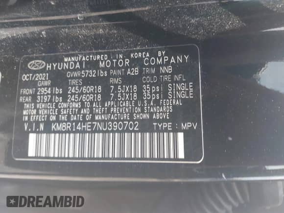 2022 Hyundai Palisade SE с VIN KM8R14HE7NU390702, выставлен на аукционе IAAI как лот 42412464 с пробегом 92 181 миль миль и . История ставок и продаж доступна на DreamBid. Изображение 9.