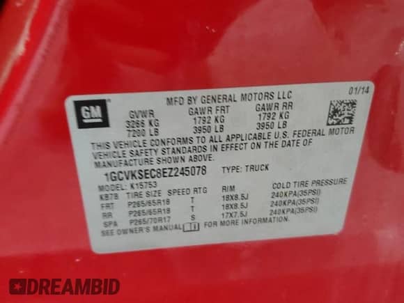 2014 Chevrolet Silverado 1500 LTZ с VIN 1GCVKSEC8EZ245078, выставлен на аукционе Copart как лот 85300205 с пробегом 102 947 миль миль и Списание • Salvage title. История ставок и продаж доступна на DreamBid. Изображение 12.