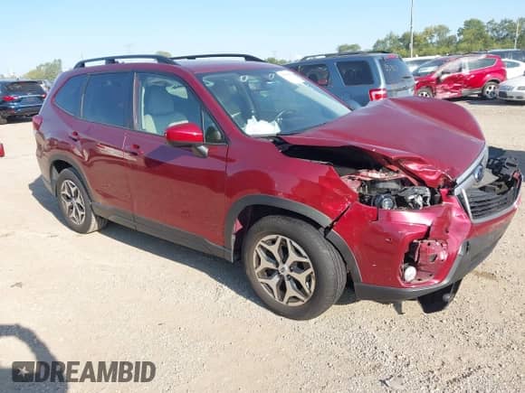 2021 Subaru Forester Premium with VIN JF2SKAJC0MH469485, listed as a IAAI auction lot 43154900 with 53,834 mi miles and . Bid and sale history available at DreamBid. Image 1.