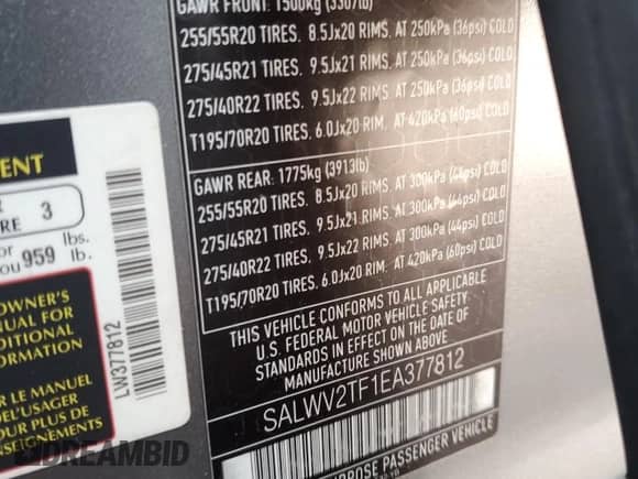2014 Land Rover Range Rover Sport Autobiography with VIN SALWV2TF1EA377812, listed as a Copart auction lot 51606895 with 44,889 mi miles and Salvage title. Bid and sale history available at DreamBid. Image 16.
