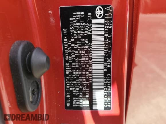 2019 Toyota Corolla XLE с VIN 5YFBURHE6KP868532, выставлен на аукционе Copart как лот 65904445 с пробегом 79 921 миль миль и На запчасти • Non repairable. История ставок и продаж доступна на DreamBid. Изображение 12.