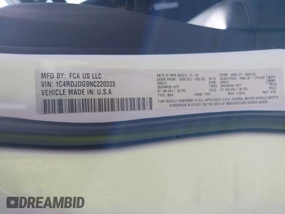 2022 Dodge Durango GT Plus с VIN 1C4RDJDG9NC220333, выставлен на аукционе IAAI как лот 43504980 с пробегом 56 667 миль миль и . История ставок и продаж доступна на DreamBid. Изображение 9.