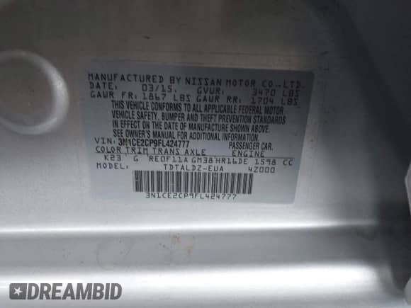 2015 Nissan Note S Plus z VIN 3N1CE2CP9FL424777, wystawiony jako IAAI lot #43174520 z przebiegiem 90 443 mil mil oraz . Historia ofert i sprzedaży dostępna na DreamBid. Obrazek 9.