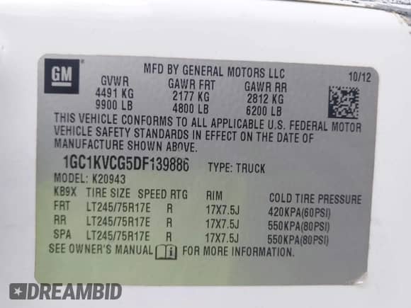 2013 Chevrolet Silverado 2500HD Work Truck z VIN 1GC1KVCG5DF139886, wystawiony jako IAAI lot #42605069 z przebiegiem 219 472 mil mil oraz . Historia ofert i sprzedaży dostępna na DreamBid. Obrazek 9.