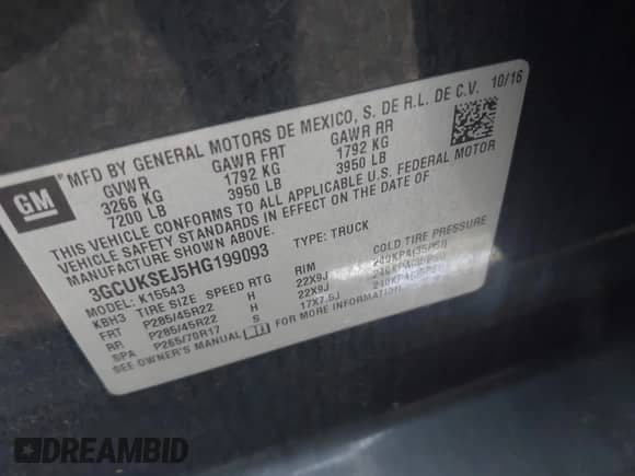 2017 Chevrolet Silverado 1500 LTZ с VIN 3GCUKSEJ5HG199093, выставлен на аукционе IAAI как лот 43232589 с пробегом 131 104 миль миль и . История ставок и продаж доступна на DreamBid. Изображение 9.