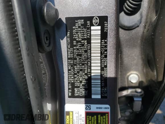 2020 Toyota Camry SE z VIN 4T1M11AK2LU968193, wystawiony jako Copart lot #80614235 z przebiegiem 45 061 mil mil oraz Szkoda całkowita • Salvage title. Historia ofert i sprzedaży dostępna na DreamBid. Obrazek 13.