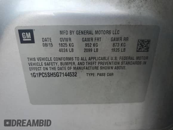 2018 Chevrolet Cruze LS with VIN 1G1PC5SH5G7144532, listed as a Copart auction lot 65045605 with 187,739 mi miles and Salvage title. Bid and sale history available at DreamBid. Image 12.