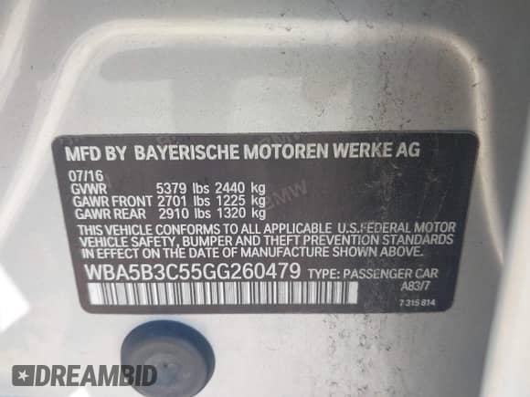 2016 BMW 5 Series 535i xDrive с VIN WBA5B3C55GG260479, выставлен на аукционе IAAI как лот 43064520 с пробегом 121 059 миль миль и . История ставок и продаж доступна на DreamBid. Изображение 9.